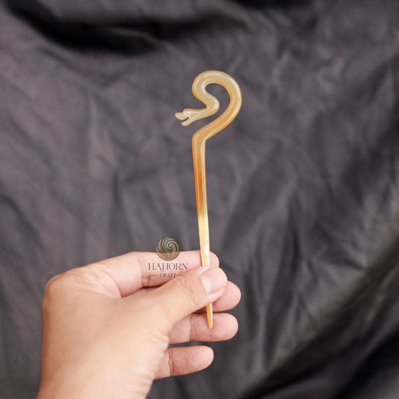 HaHorn - Buffalo Horn Snake Hair Stick - Unique Serpent Design - Color Options image 9