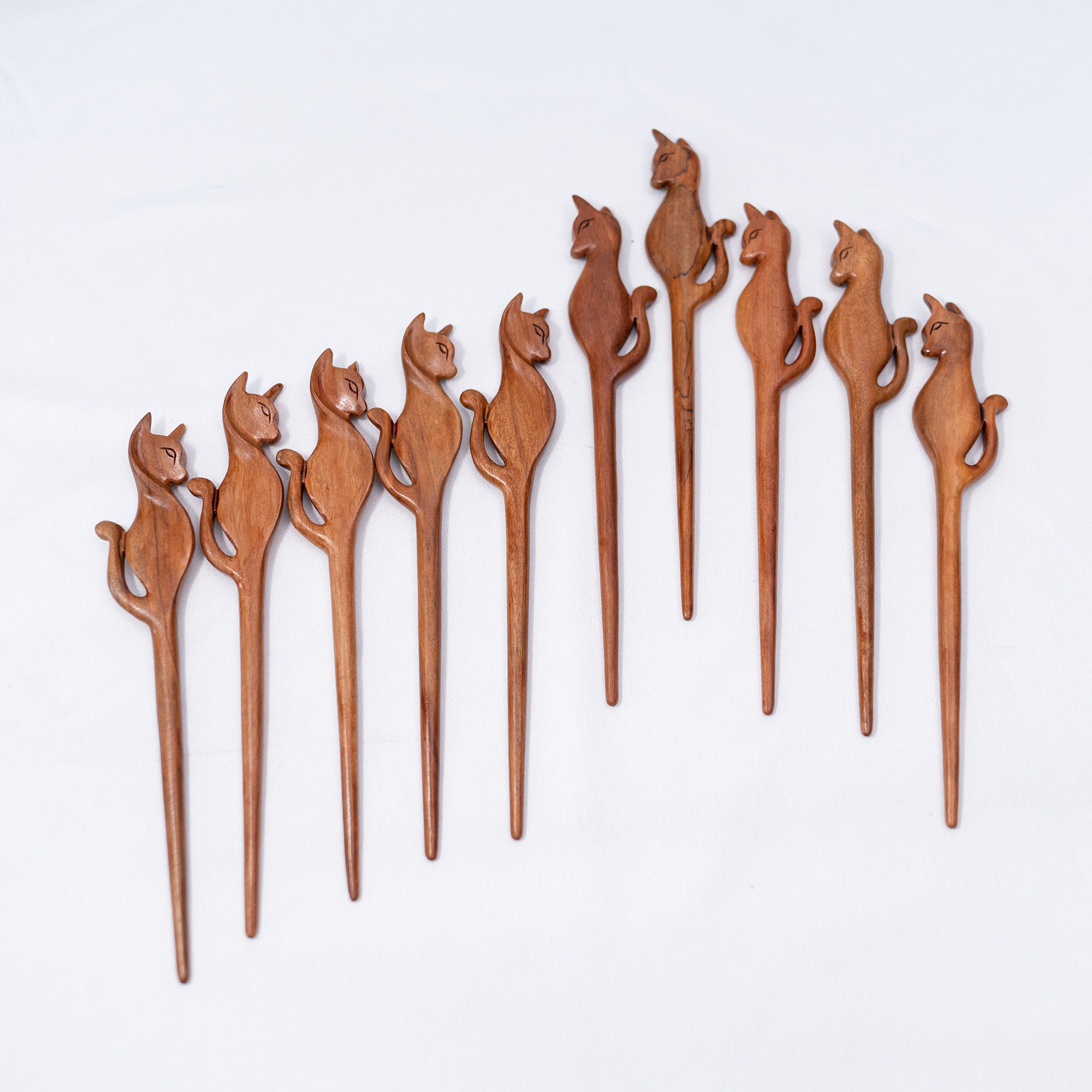 Set 10 Wooden Hair Sticks for Women Cat Hair Stick for Buns Etsy