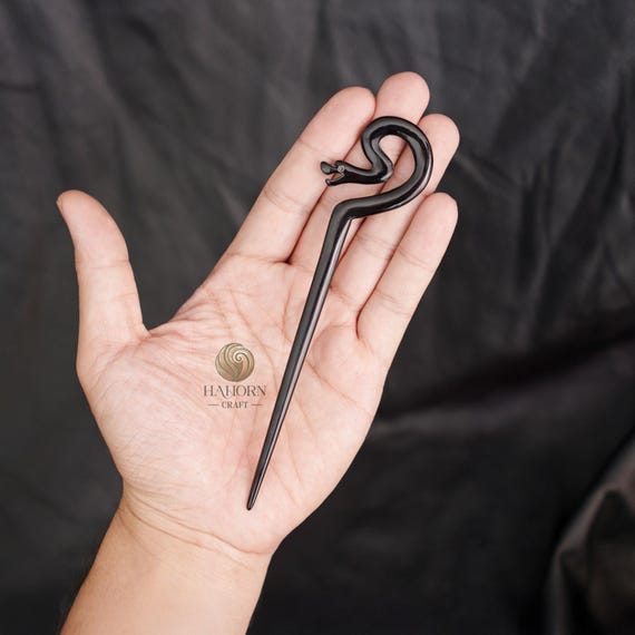 HaHorn - Buffalo Horn Snake Hair Stick - Unique Serpent Design - Color Options