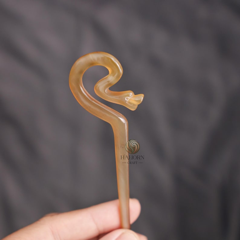 HaHorn - Buffalo Horn Snake Hair Stick - Unique Serpent Design - Color Options image 10