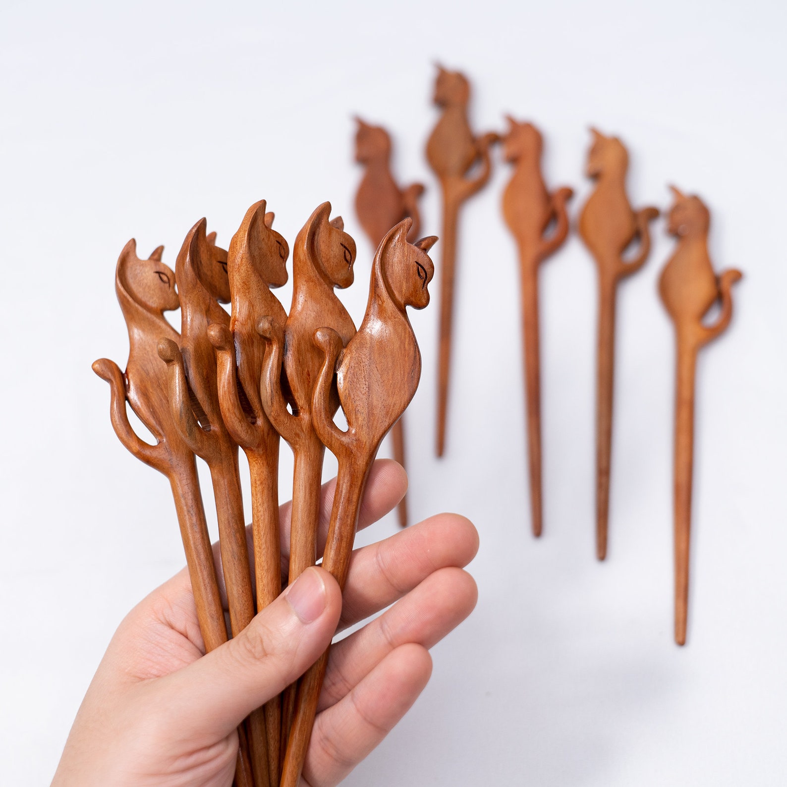 Set 10 Wooden Hair Sticks for Women Cat Hair Stick for Buns Etsy