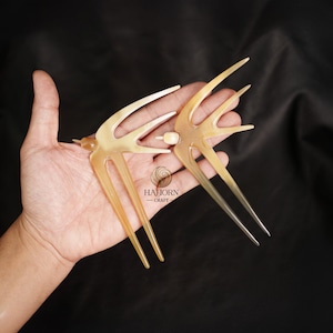 Set 2 Buffalo Horn Swallow Hair Pin 2 Prongs Hair Fork For Women Hair Stick For Buns Hair Fork For Long Hair  Hair Pin For Women