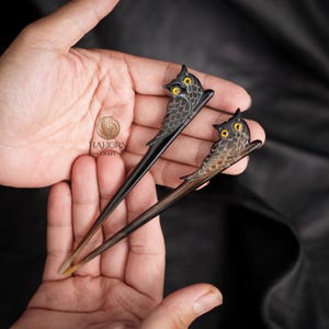 Set 2 Owl Horn Hair Sticks For Women Owl Hair Stick For Buns Hair Sticks For Long Hair Hair Accessories Hair Pick For Women