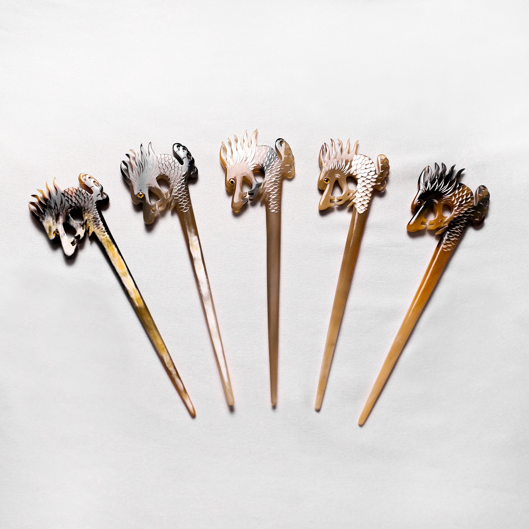 Set of 5 Horn Hair Sticks for Women Dragon Hair Stick for Buns Etsy