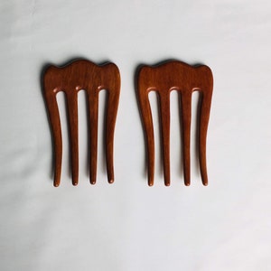 Lot de 2 fourchettes à cheveux en bois à 4 dents pour femme, bâtons à cheveux pour petits pains, fourchette à cheveux pour cheveux longs, accessoires pour cheveux Épingle à cheveux pour femme
