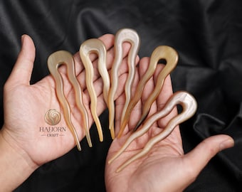 Set of 5 Horn 2 Prongs Hair Fork For Women Wavy Hair Stick For Buns Hair Sticks For Long Hair Hair Accessories Hair Pin For Women