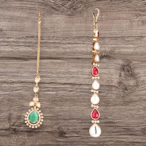 Kundan Tikka/ American Diamond Tikka/ Indian Jewelry/ Punjabi Wedding Jewelry/ Mint Tikka/ Pink Tikka