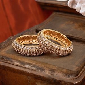 Gold Plated Bangles/ 2 Piece gold bangle set/ New Design Bangles/ Indian gold plated bangles/ Openable Bangles
