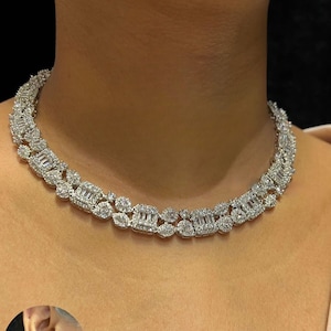 CZ Tennis Choker Necklace. Minimalist. Dainty Diamond Necklace. Bridal Jewelry. Perfect Anniversary Gift. Prom Jewelry. Gift for Mom
