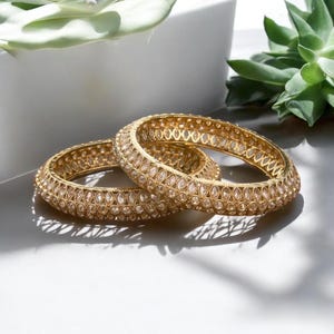 Gold Plated Bangles/ 2 Piece gold bangle set/ New Design Bangles/ Indian gold plated bangles/ Openable Bangles