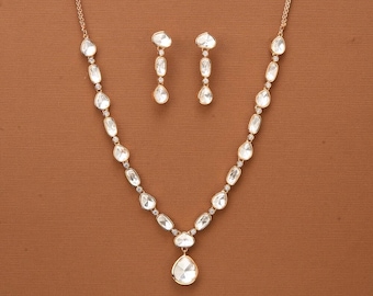 Kundan Polki Necklace Set: Gold Plated Indian Bridal Jewelry