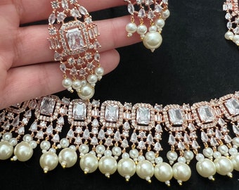 Details about   Indian Fashion White Crystal CZ Jewelry Necklace Earrings Maang Tikka Sets RV 97 