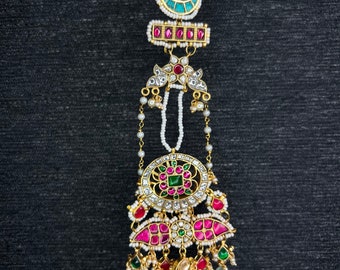 Kundan Passa Jhoomar: Multicolor Indian Head Jewelry