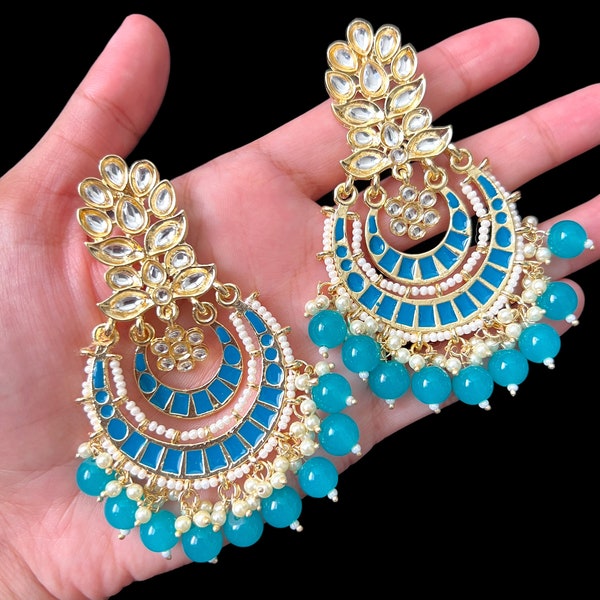 Chand Earrings/ Kundan Earrings/ Indian Jewelry/ Punjabi Jewelry/ Pakistani Jewelry