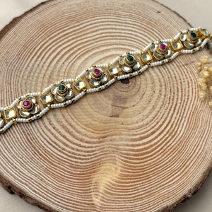Pachi Kundan Mathapatti | Traditional Pearl Hair Accessory | Bridal Indian Maang Tikka Headpiece | Multicolor Wedding Jewelry