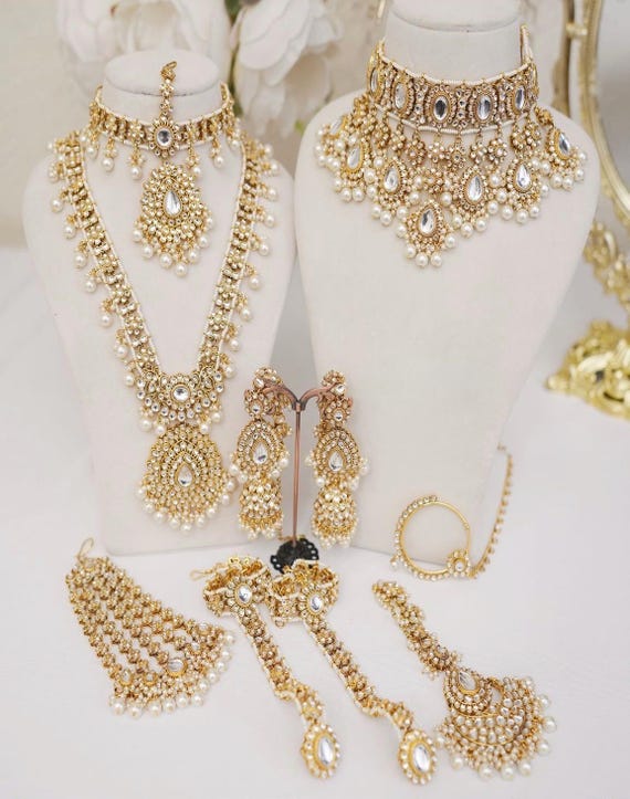 Wedding Maang Tikka And Nath Set Royal Gold Kundan Bridal Jewelry
