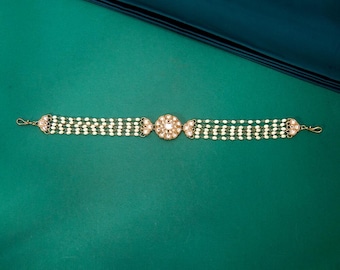 Gold Plated Sheeshpatti: Indian Hair Jewelry - Punjabi Style
