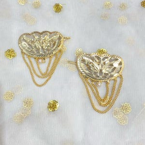 Punjabi Gold Plated Hair Pins | Traditional Floral Design Hair Clips | Bridal Bun Accessories | Indian Wedding Hair Jewelry | Peppal Patti