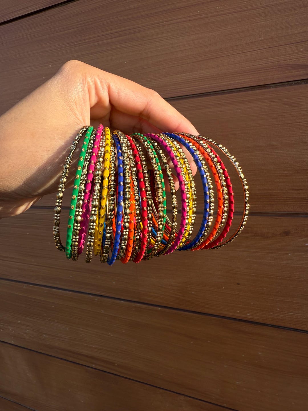 Colorful Thread Bangles With Gold Beads Multicolor Indian Bangles Set — free download