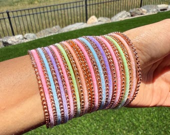 Pastel Velvet Bangles Set: Indian Churi with Rose Gold Detailing