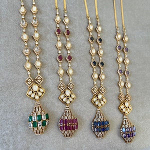 Beautiful Colors and Unique Design Pendant Set/ Lavender Pendant set/ Blue pendant set/ Green Pendant set/ Ruby Pendant set/ Uncut polki set