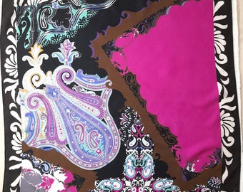 Paisley Abstract Etro Milano Silk Scarf  ,  Head Scarf , Foulard Soie ,