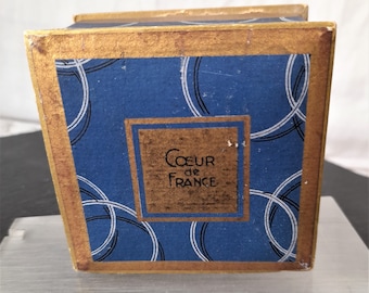 1930's Powder  Box Coeur de France P. Giraud Paris Peche Colour   , Vintage Display , 1930's Powder Box ,  Vintage Cosmetics ,