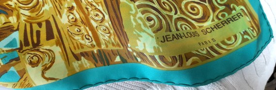 1980's Jean Louis Scherrer Large Silk Scarf Abstr… - image 3