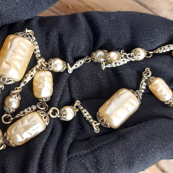 1920's Art Deco Czech Necklace Pearls  , Art Deco Jewellery , Flapper Jewellery , Antique  Pearl Jewellery