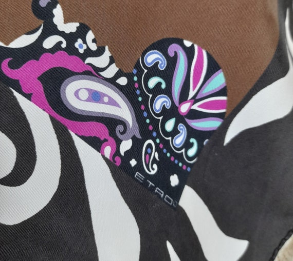 Paisley Abstract Etro Milano Silk Scarf  ,  Head … - image 5