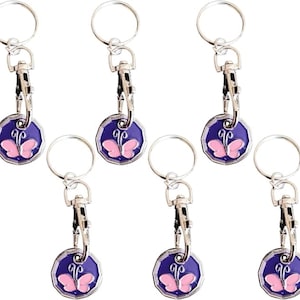 6pc NEW SHAPE 12 Edge Sided Trolley Token UK Pound 1 Coin Keyring Shopping Keyrings Clasp Supermarket Locker Cart Christmas party Filler Bag