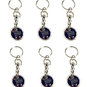 6pc Shopping Trolley Keyring 12 Edge Sided Trolly Token UK Pound 1 Coin Supermarket Locker Cart Christmas Party Filler Bags Charms Gifts