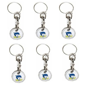 6pc 12 Edge Sided Trolley Token UK Pound 1 Coin Shopping Trolley Keyring Clasp Supermarket Cart Christmas Party Bag Charms Filler Dolphin