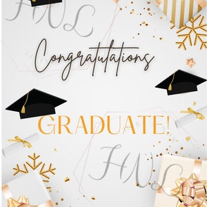 Cartes de félicitations de graduation HNL - Blanc/Or