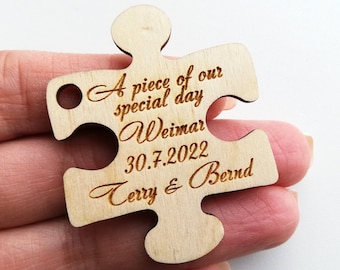 Puzzle tag, Wooden puzzle Wedding favors box tag, Rustic wedding favor, Wooden favors tag, Puzzle pieces tag, Rustic wedding decor