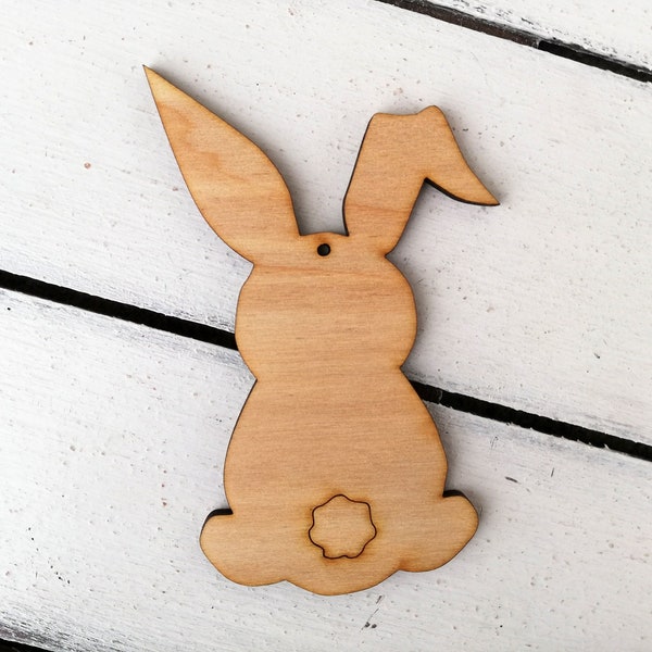 Bunny Rabbit Wooden Shapes Craft Supply, Formas de madera sin terminar, Etiquetas de conejo, Etiquetas de éster de bricolaje, Suministro artesanal de formas de conejo de madera