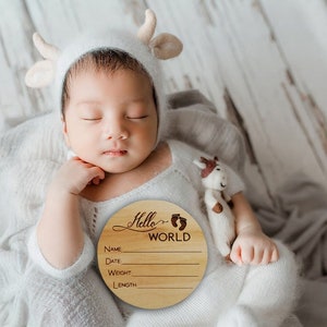 Signe de plaque de faire-part de naissance, Signe de bonjour au monde, Signe de bienvenue à l’hôpital Bébé