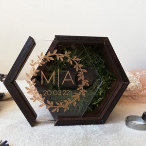 Boîte pour alliances avec rembourrage en velours ou en mousse, boîte pour porte-alliances en bois pour cérémonie de mariage, cadeau pour jeunes mariés image 6