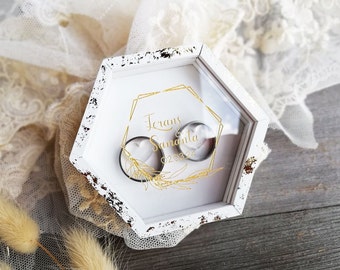 Hochzeit Ring Box für Zeremonie, Silber, Gold oder Rose Gold Gravur, Ring Box, Hochzeit Andenken, Geschenk für Paar, personalisiert