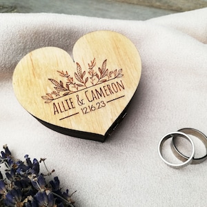 Wedding ring box heart, Wooden Ring Box, Rustic ring box, Personalized Wooden Engraved Engagement Ring Box, Ring holder for wedding ceremony