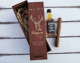Caja de regalo de propuesta de novios, Caja de regalo de propuesta de mejor hombre, Caja de favores de boda para novios, Caja de cigarros personalizada, Despedida de soltero