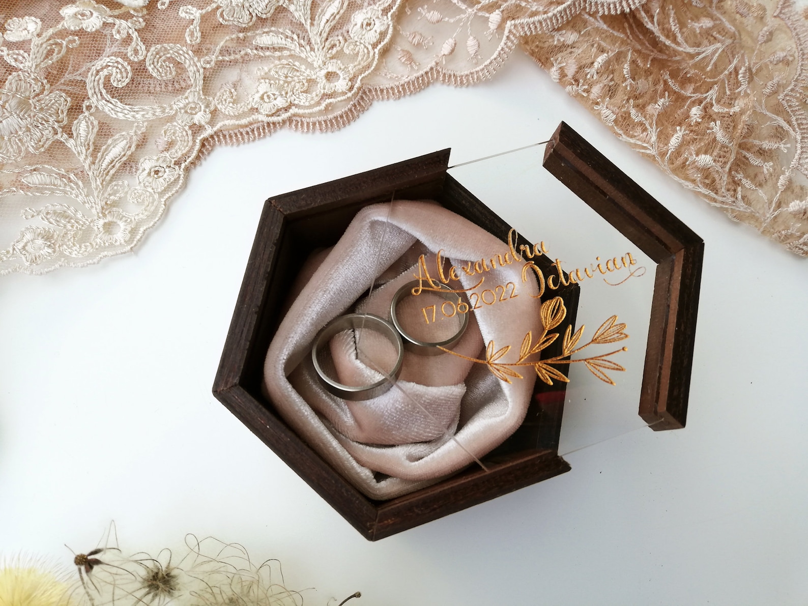 Elegant Wooden Box for Wedding Rings With Velvet Filling - Etsy
