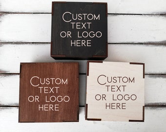 Aangepaste doos met logo, houten aangepaste doos, gepersonaliseerde houten doos, gepersonaliseerde doos, gegraveerde houten doos, houten aandenkendoos, kleine vierkante doos