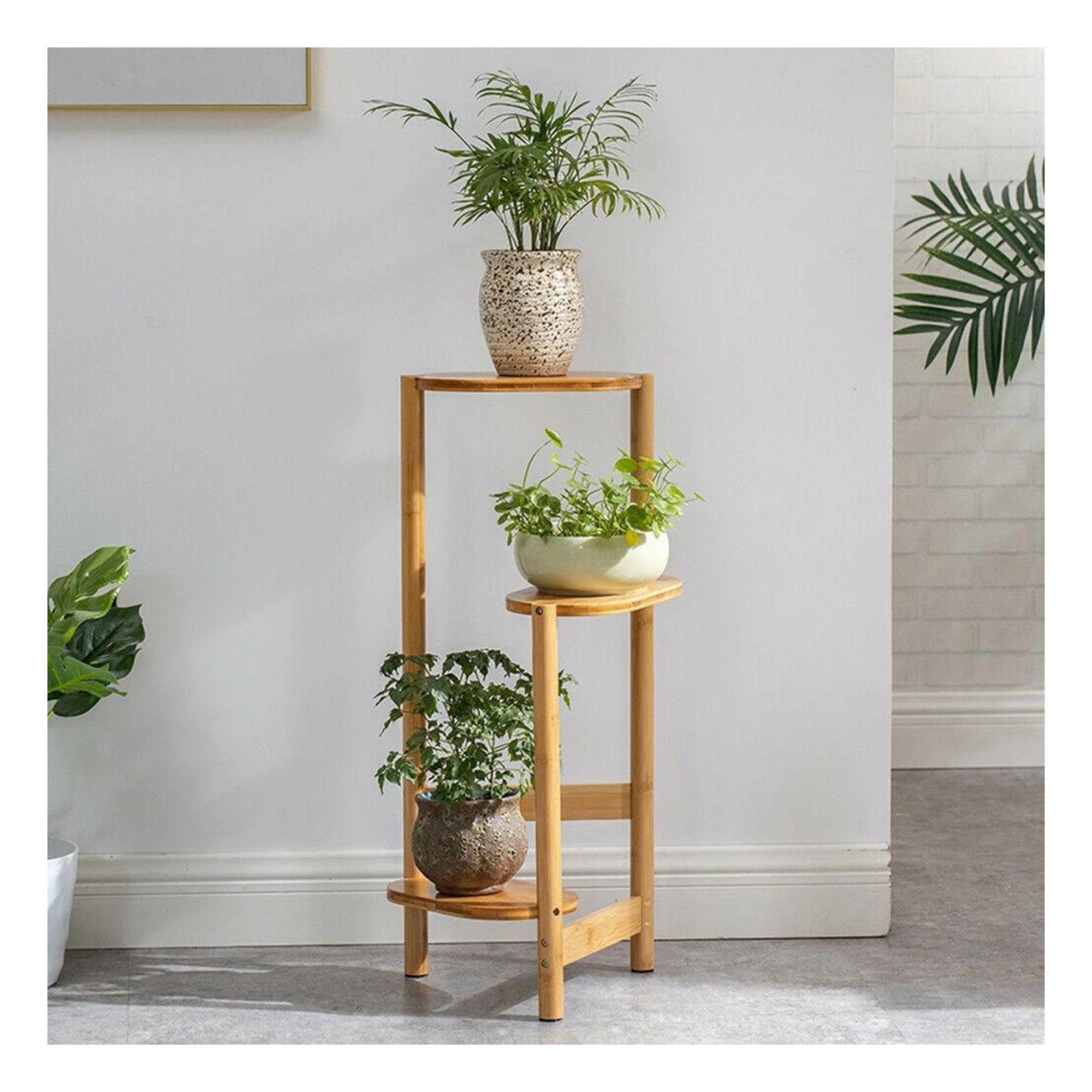 3 Tier Bamboo Plant Shelf Modern Wooden Home Decor for Indoor Etsy