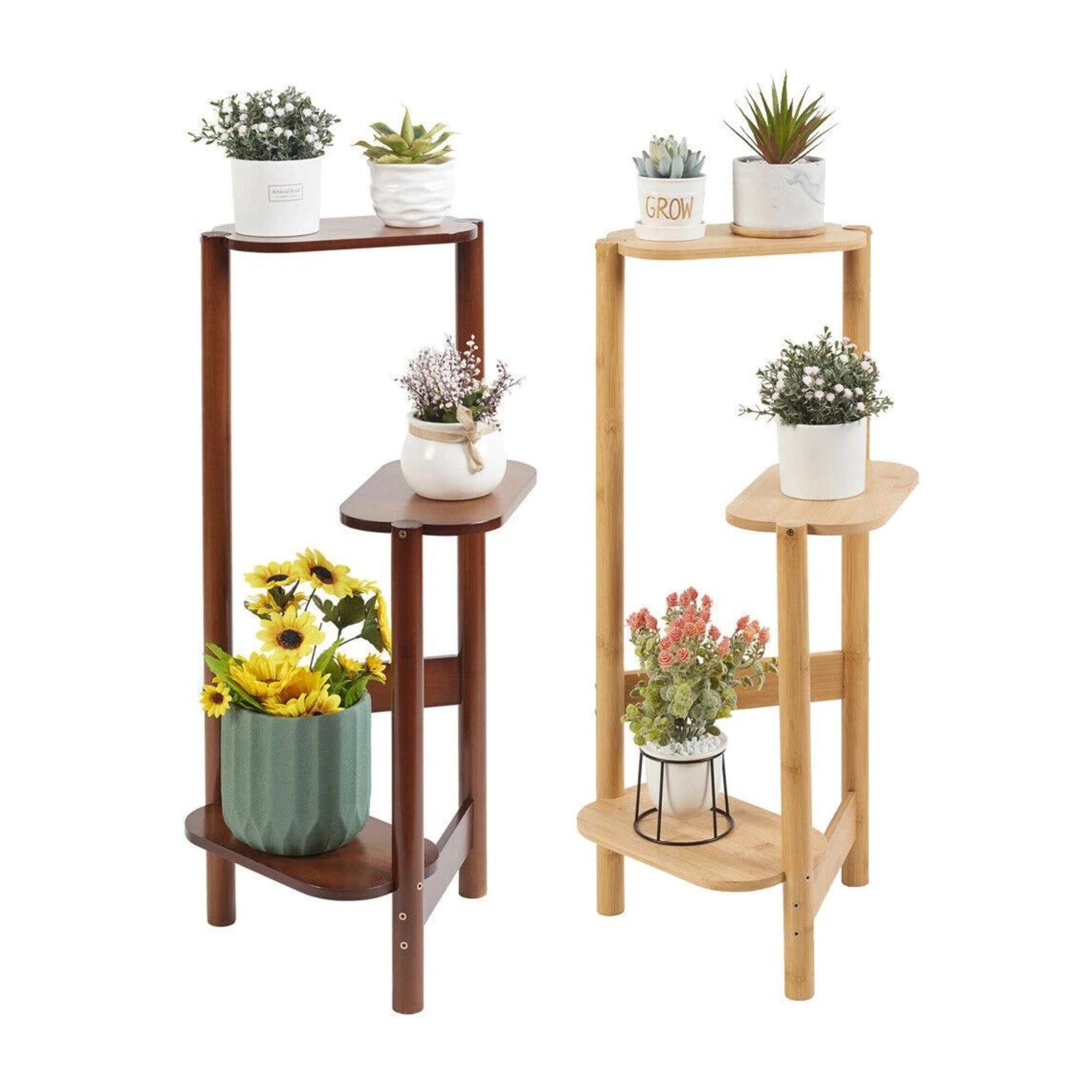 3 Tier Bamboo Plant Shelf Modern Wooden Home Decor for Indoor Etsy