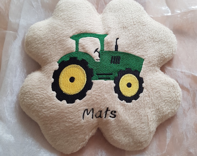 Featured listing image: Spelt pillow, tractor, name day, birthday, heat cushion, lucky pillow, clover leaf, personalized, microwave, cuddly pillow, sleep aid
