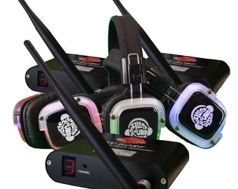 Silent Disco Sound System 30 Headphones with 3 Wired Transmitters