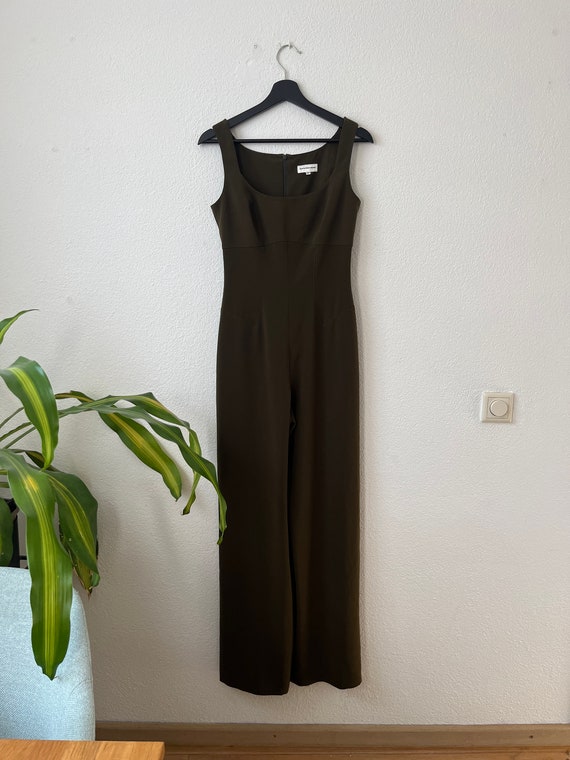 Mugler, Thierry Mugler vintage khaki wide leg jumpsuit size 38 S/M