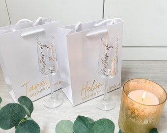 Mother of the Bride/Groom Gift Bag and Champagne Glass Bundle | Wedding Gift