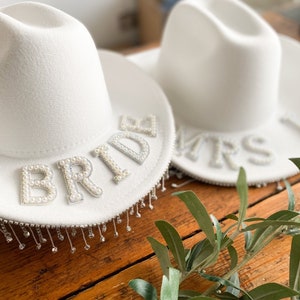 Bridal Hat - White Cowboy Hat with Diamanté Trim. Great Cowgirl Hat for Hen & Bachelorette